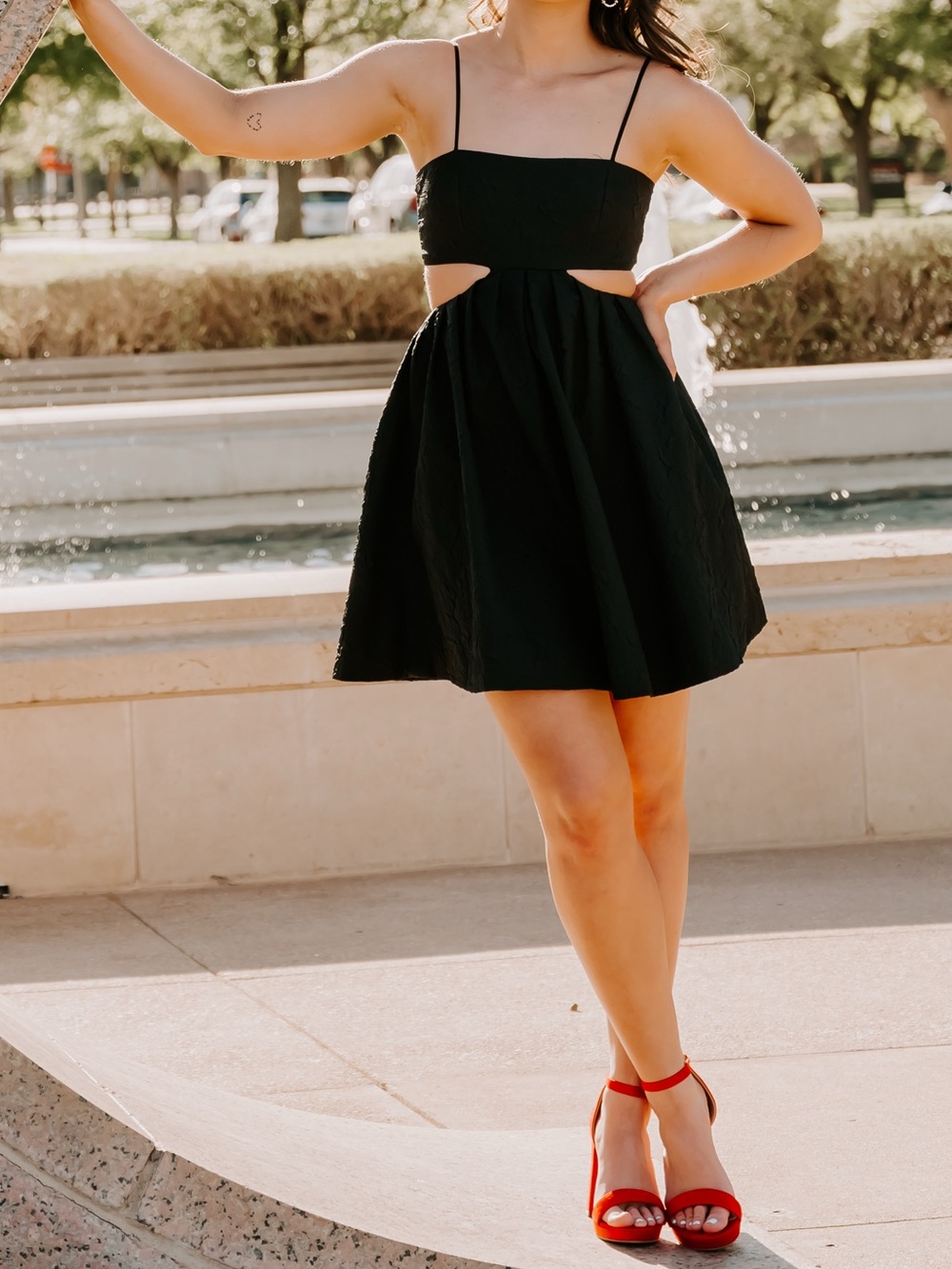 B Darlin Black Cutout Spaghetti-Strap Mini Dress